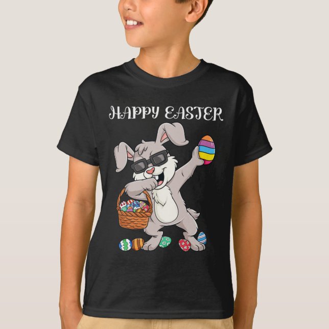 Happy Oaster Day Dabbing Rabbit Eggs Kleinkind Boy T-Shirt (Vorderseite)