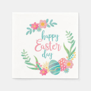 Happy Oaster Day Floral Serviette