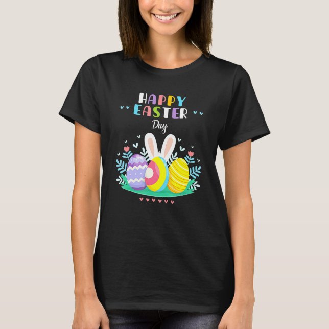 Happy Oaster Day Pastel Frühlingseier Jagen Bunny T-Shirt (Vorderseite)