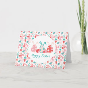 Happy Oaster Decorated Eggs Bunny Oars Karte