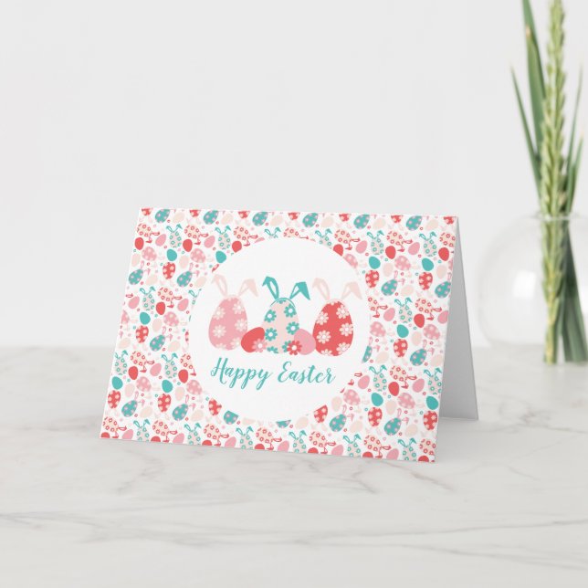 Happy Oaster Decorated Eggs Bunny Oars Karte (Vorderseite)