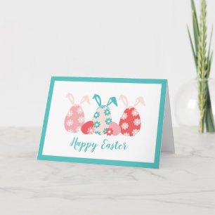 Happy Oaster Decorated Eggs Bunny Oars Karte