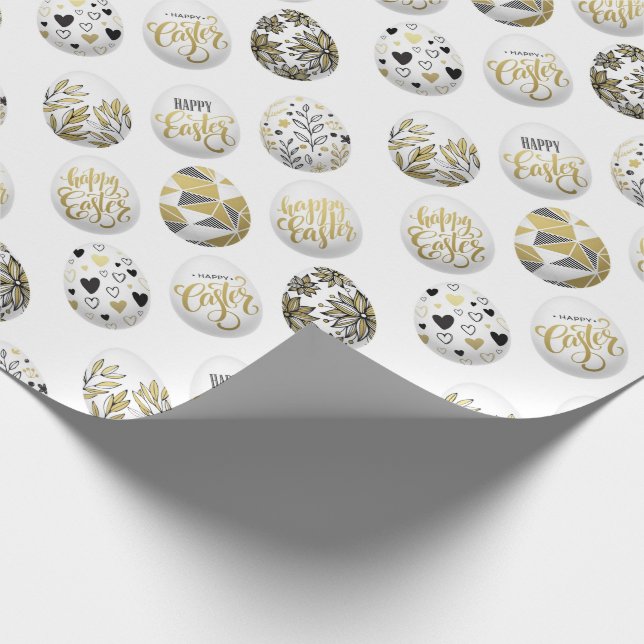 Happy Oaster Decorative Easter Eggs Wrapping Paper Geschenkpapier (Ecke)