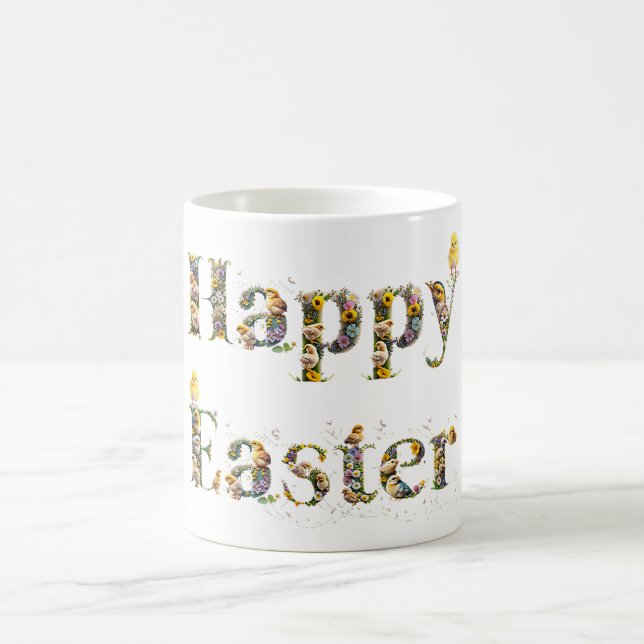 Happy Oaster Decorative Text Baby Chicks Kaffeetasse (Mittel)