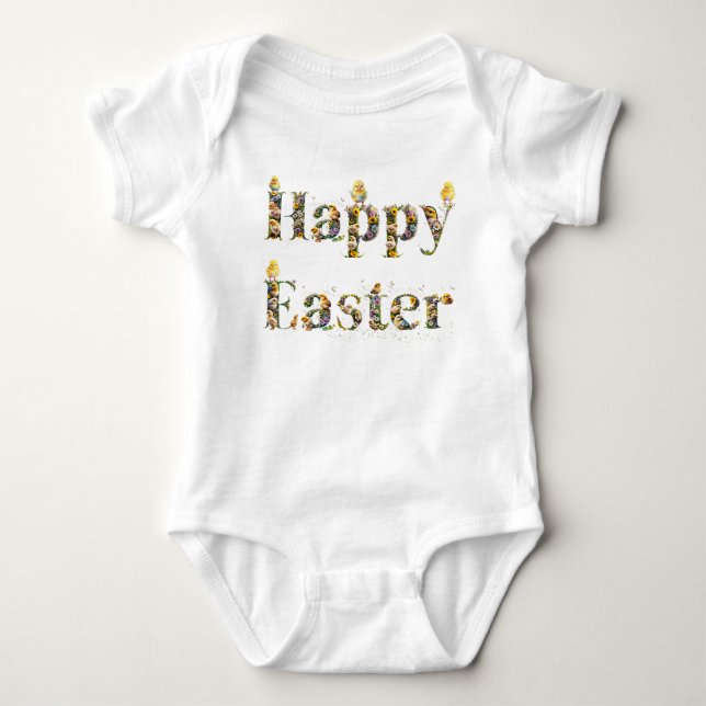 Happy Oaster Decorative Text Baby Chicks Strampler (Vorderseite)