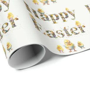 Happy Oaster Decorative Text Baby Chics Geschenkpapier