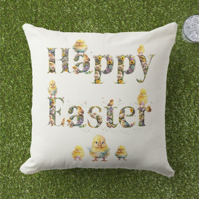 Happy Oaster Decorative Text Baby Chics Kissen (Gras)
