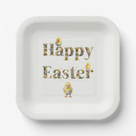 Happy Oaster Decorative Text Baby Chics Pappteller