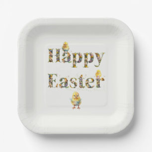 Happy Oaster Decorative Text Baby Chics Pappteller