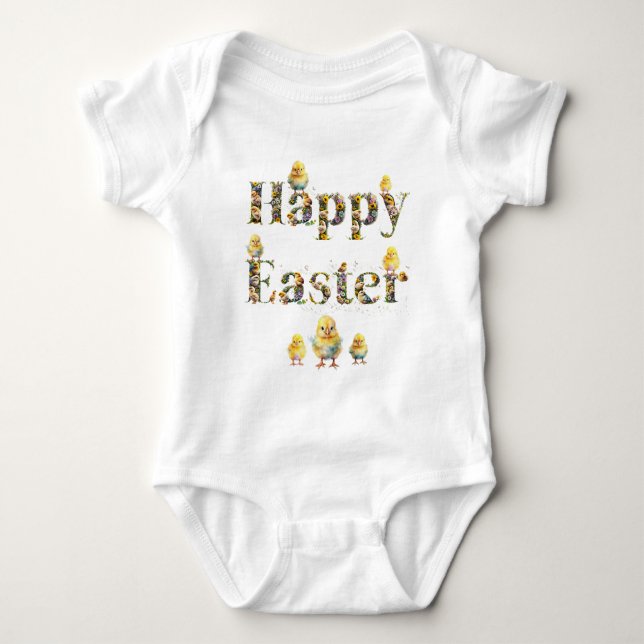 Happy Oaster Decorative Text Baby Chics Strampler (Vorderseite)
