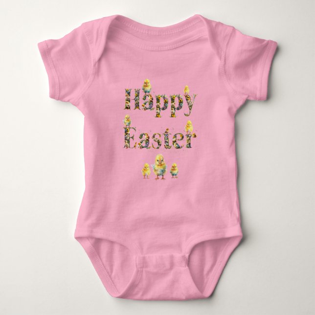 Happy Oaster Decorative Text Baby Chics Strampler (Vorderseite)