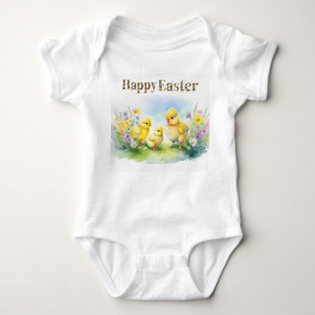 Happy Oaster Decorative Text Baby Chics Strampler (Vorderseite)