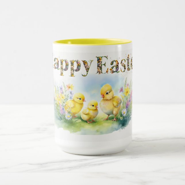 Happy Oaster Decorative Text Baby Chics Tasse (Zentrum)