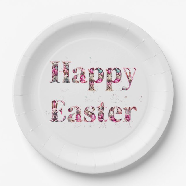 Happy Oaster Decorative Text Pappteller (Vorderseite)