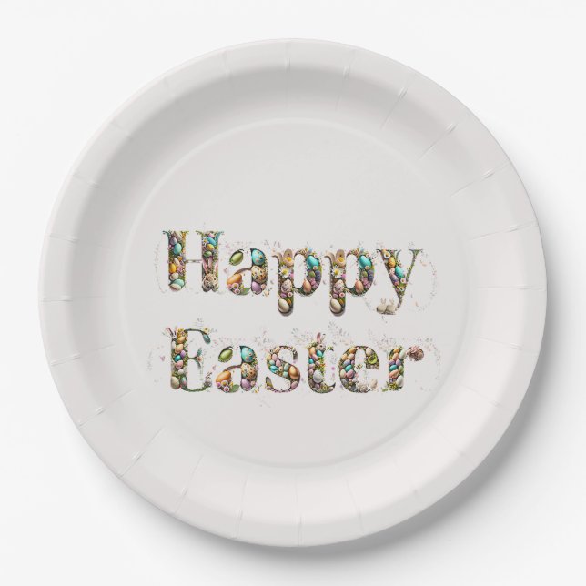 Happy Oaster Decorative Text Pappteller (Vorderseite)