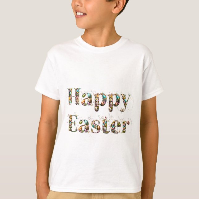 Happy Oaster Decorative Text T-Shirt (Vorderseite)