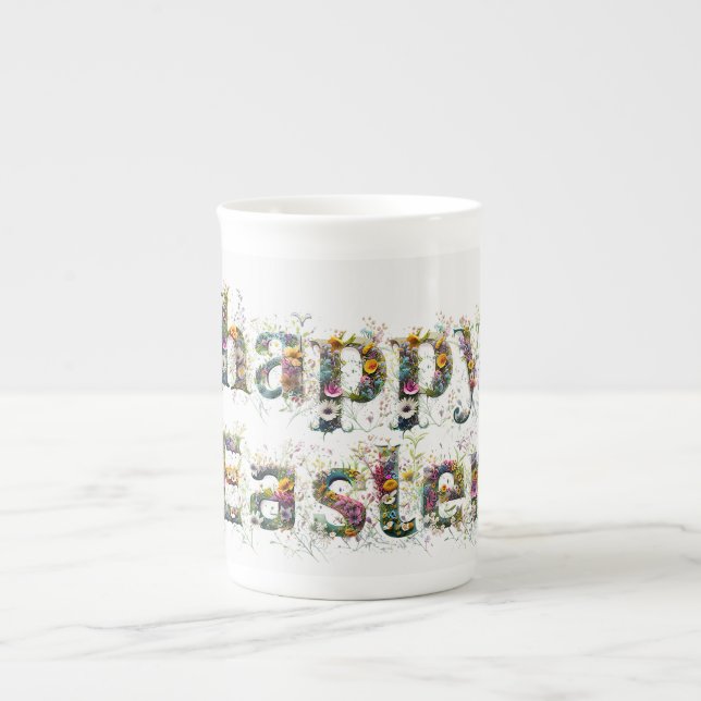 Happy Oaster Decorative Wildblume Prozellantasse (Vorderseite)