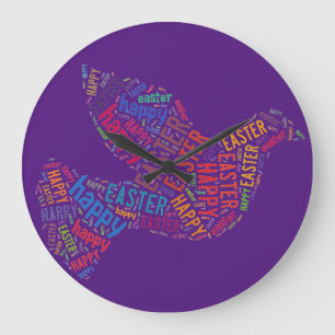 Happy Oaster Dove Grußtext Große Wanduhr