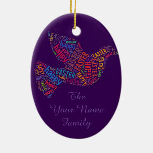 Happy Oaster Dove Grußtext Keramik Ornament