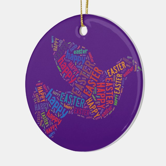 Happy Oaster Dove Grußtext Keramikornament (Links)