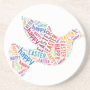 Happy Oaster Dove Grußtext Sandstein Untersetzer
