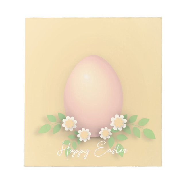 Happy Oaster Egg & Blume Gelb rosa Pastellgelb Notizblock (Vorderseite)