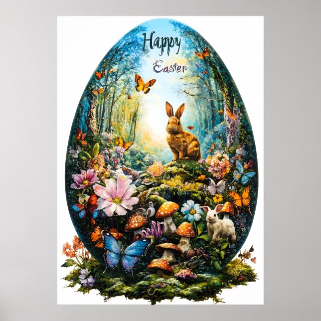 Happy Oaster Egg Forest Nature Poster (Vorne)