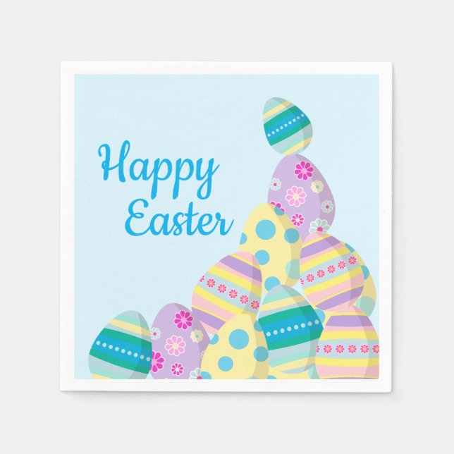 Happy Oaster Egg Hunt Moderne Illustration Serviette (Vorderseite)