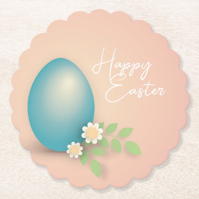 Happy Oaster Egg pink Blütenfederdesign Untersetzer (Vorderseite)