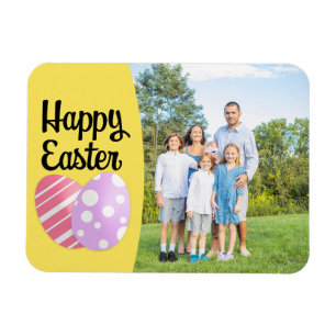 Happy Oaster Eggs auf Yellow Custom Foto Frame Magnet