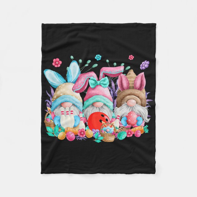 Happy Oaster Eggs Bunny Gnomes Bowling Lover Easte Fleecedecke (Vorderseite)