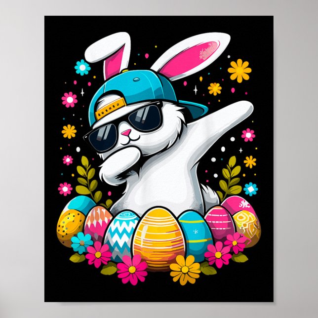Happy Oaster Eggs Cool Dabbing Bunny Poster (Vorne)