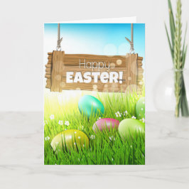 Happy Oaster Eggs Holzsignatur Gruß Karte