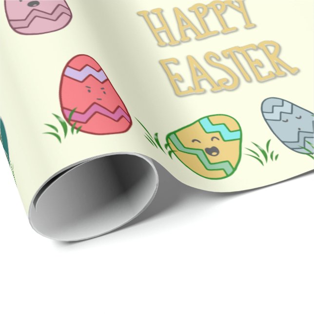 Happy Oaster Eggs mit Faces Geschenkpapier (Rolleneckpunkt)