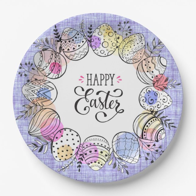 Happy Oaster Eggs Paper Plate Pappteller (Vorderseite)
