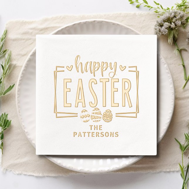 Happy Oaster Eggs Script Personalisiert Name Servietten Mit Folie (Von Creator hochgeladen)