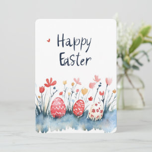 Happy Oaster Eggs Wasserfarbe Rot Feiertagskarte