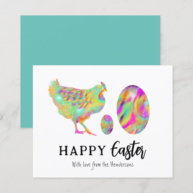 Happy Oaster Eiern und Hühneraquarell Budget (Vorne/Hinten)