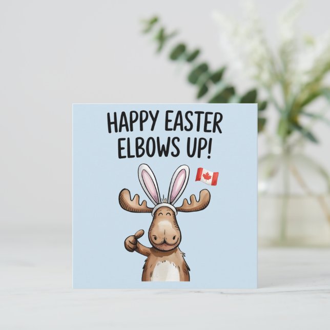 Happy Oaster Elbows Up Feiertagskarte (Stehend Vorderseite)