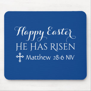 Happy Oaster Er hat Risen Bible Verse Dunkelblau Mousepad