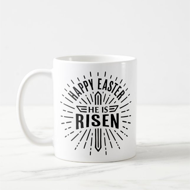 Happy Oaster Er ist aufgestanden Kaffeetasse (Links)