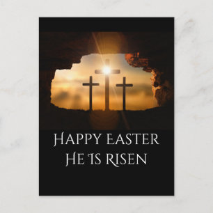 Happy Oaster Er ist drei Kreuze Risen Feiertagspostkarte