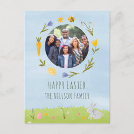 Happy Oaster Family Foto Aquarellfarben-Postkarte Feiertagspostkarte