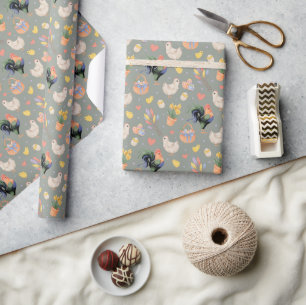 Happy Oaster Family (Spanisch Grau) Geschenkpapier