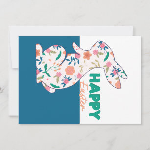 Happy Oaster Floral Bunny Editable Grußkarte Einladung