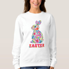 Happy Oaster Floral Bunny Floral Ostern Bunny Sweatshirt