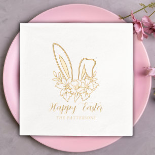 Happy Oaster Floral Bunny Oars Personalisiert Name Servietten Mit Folie
