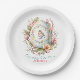 Happy Oaster Floral Easter Egg Personalisiert Pape Pappteller