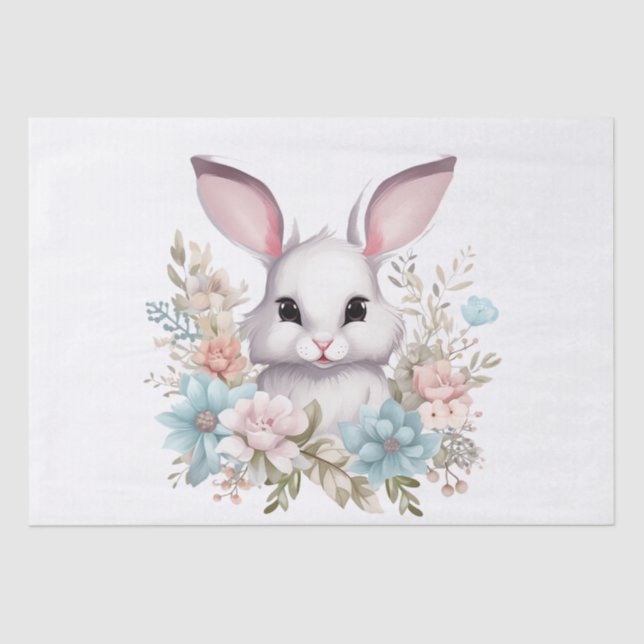 Happy Oaster Floral Ostern Bunny Rabbit Seidenpapier (Vorderseite)