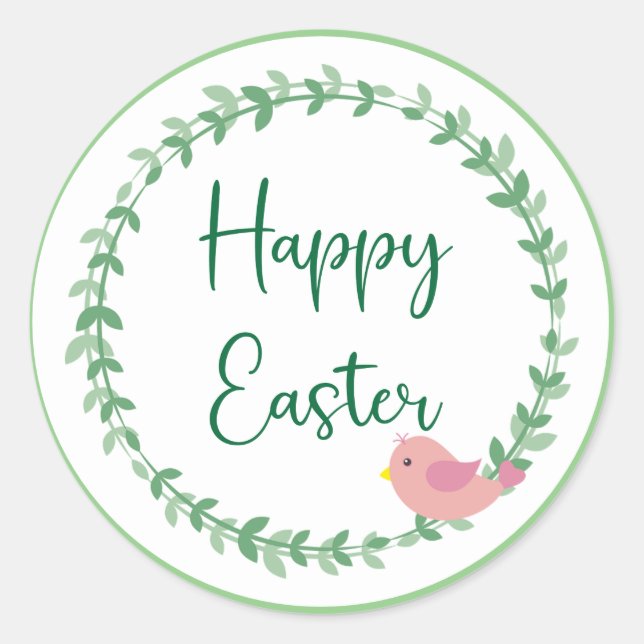 Happy Oaster Floral Wreath Round Stickers (Vorderseite)